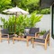Costway 4PCS Patio Furniture Set Acacia Wood Thick Cushion Loveseat Sofa Off White\Turquoise\Grey